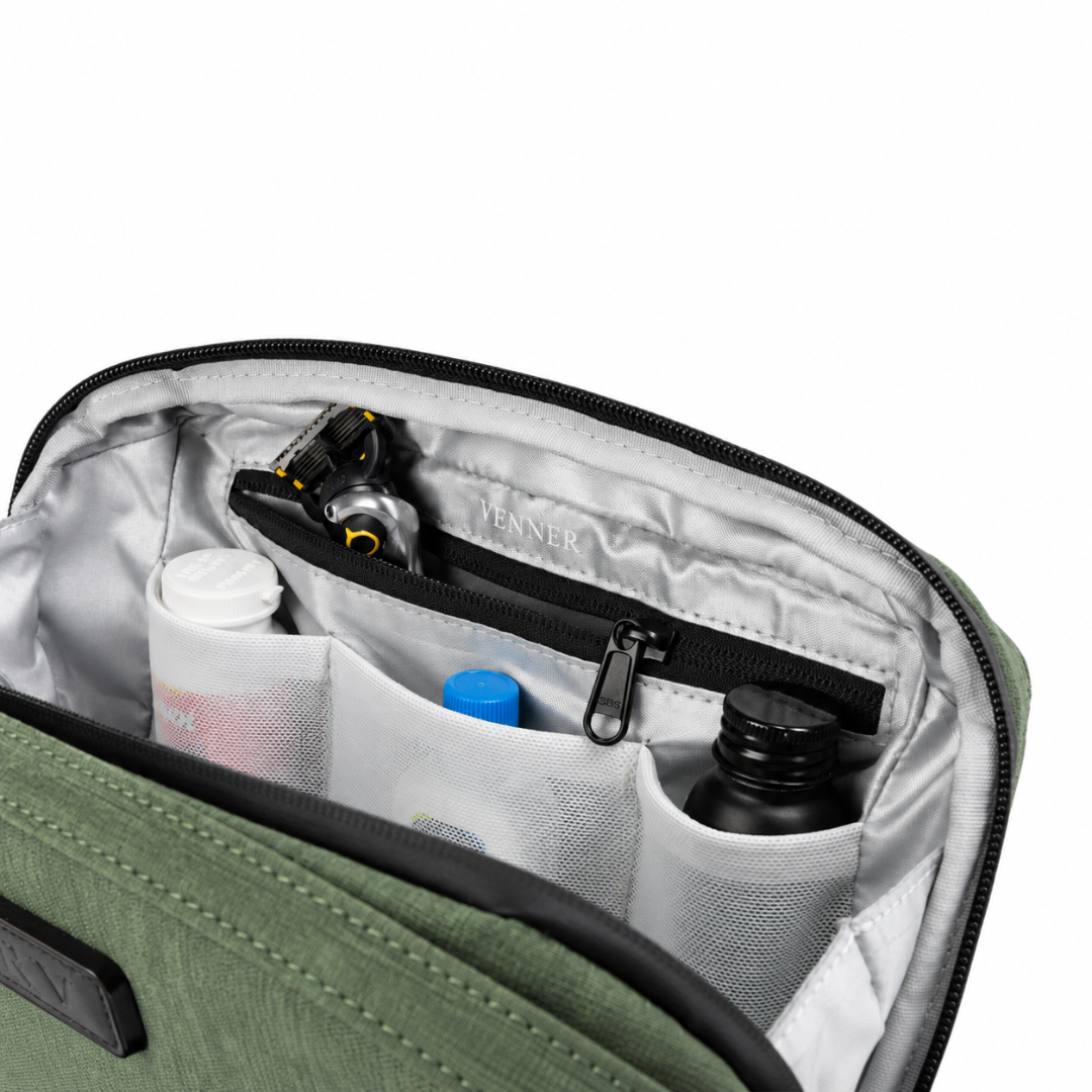 Interior organizador del neceser de viaje Venner verde alpino #Color_Alpine Green