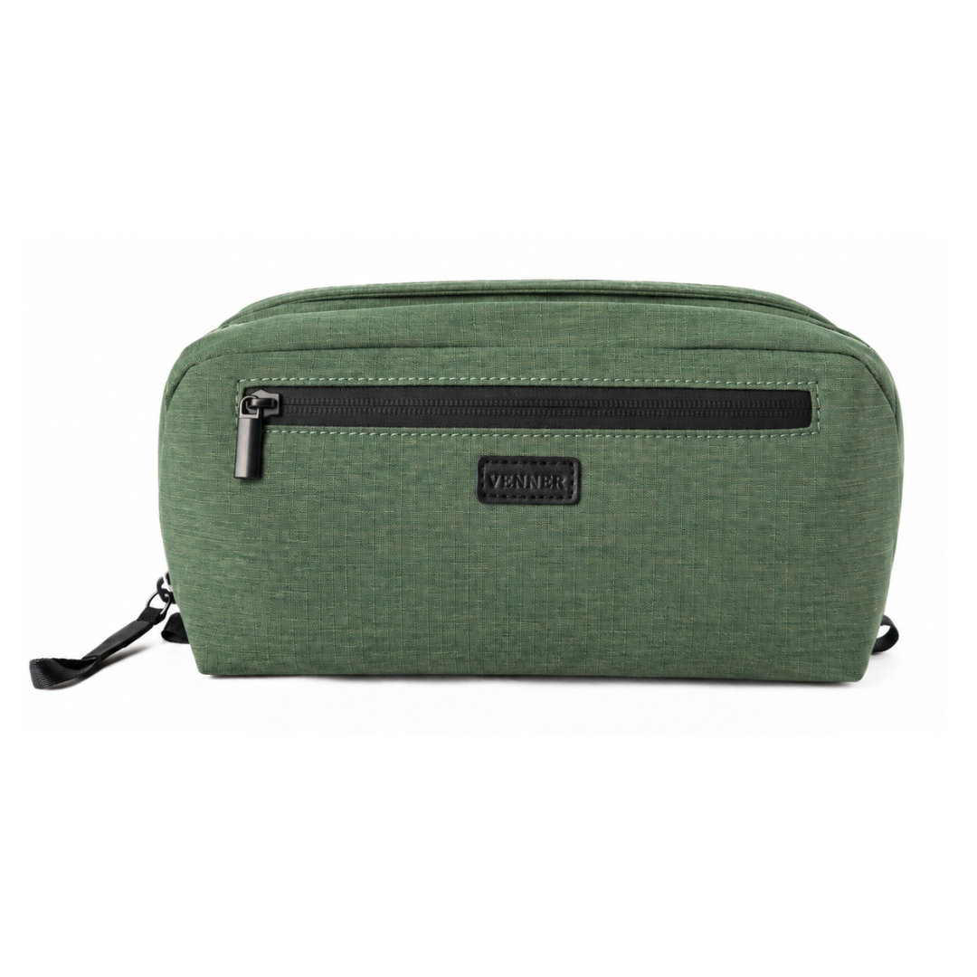 Neceser de viaje Venner verde alpino con bolsillo exterior con cierre #Color_Alpine Green