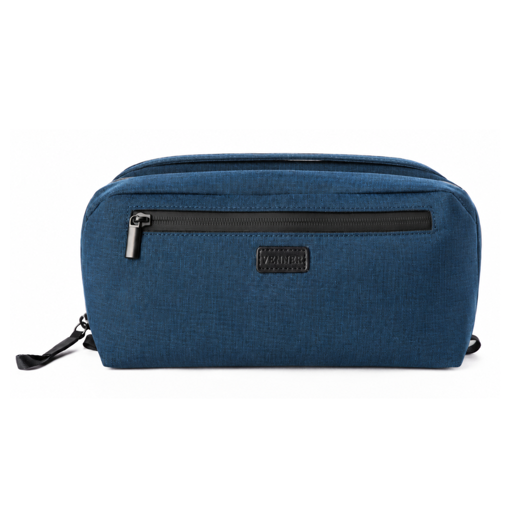 Neceser de viaje Venner azul marino con bolsillo exterior con cierre #Color_Azul marino