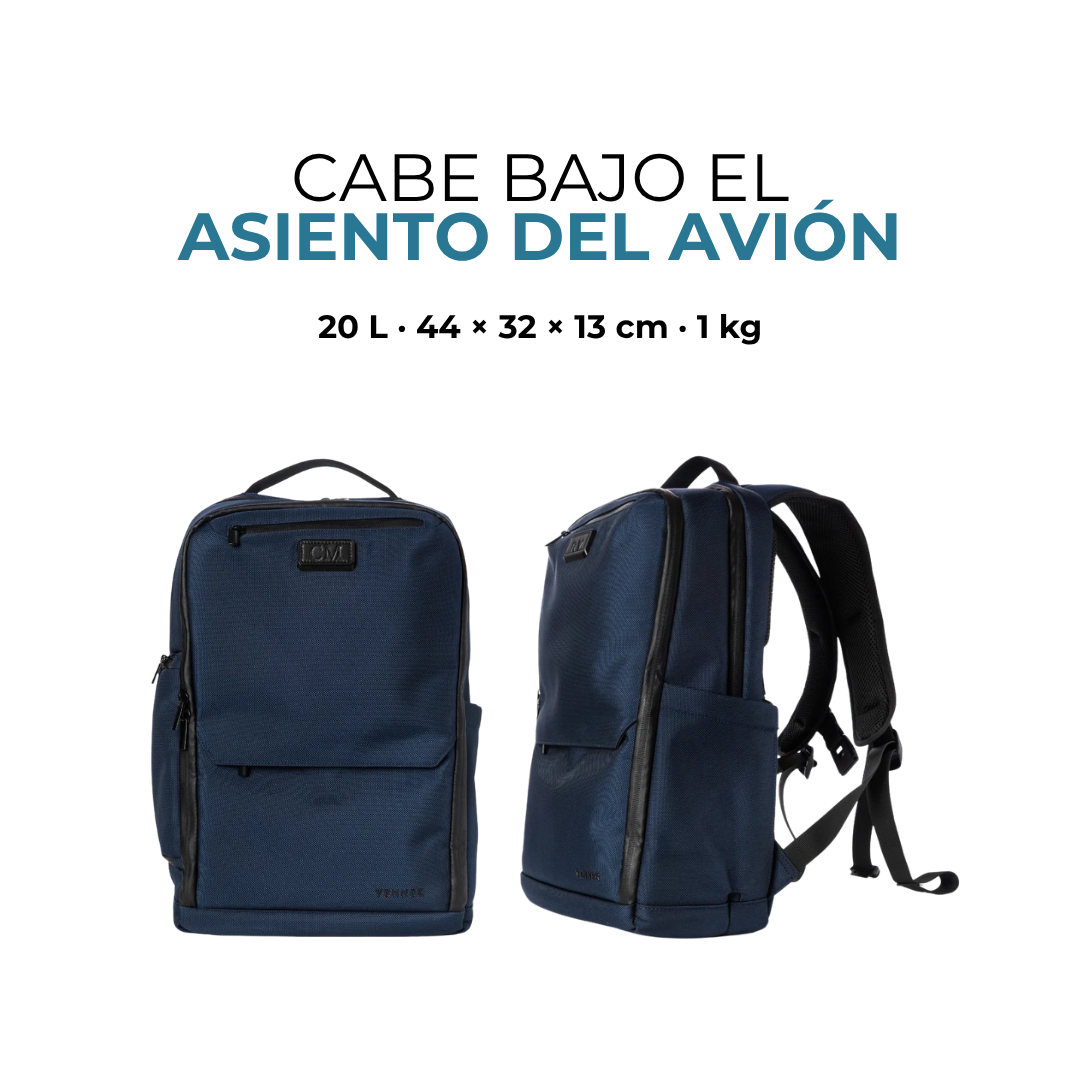 Mochila Venner azul marino de 20 litros que cabe bajo el asiento del avión #Color_Azul Marino