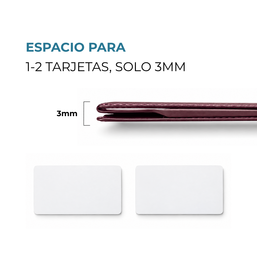Cartera MagStand Venner burgandy de solo 3 mm con espacio para 1 o 2 tarjetas #Color_Burgandy