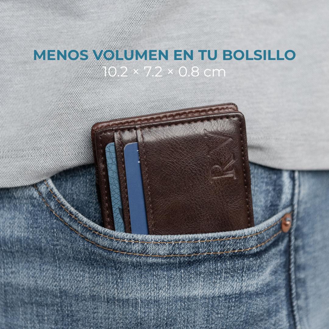 Cartera Venner negra de 10.2 x 7.2 x 0.8 cm en el bolsillo del pantalón #Color_Café Oscuro
