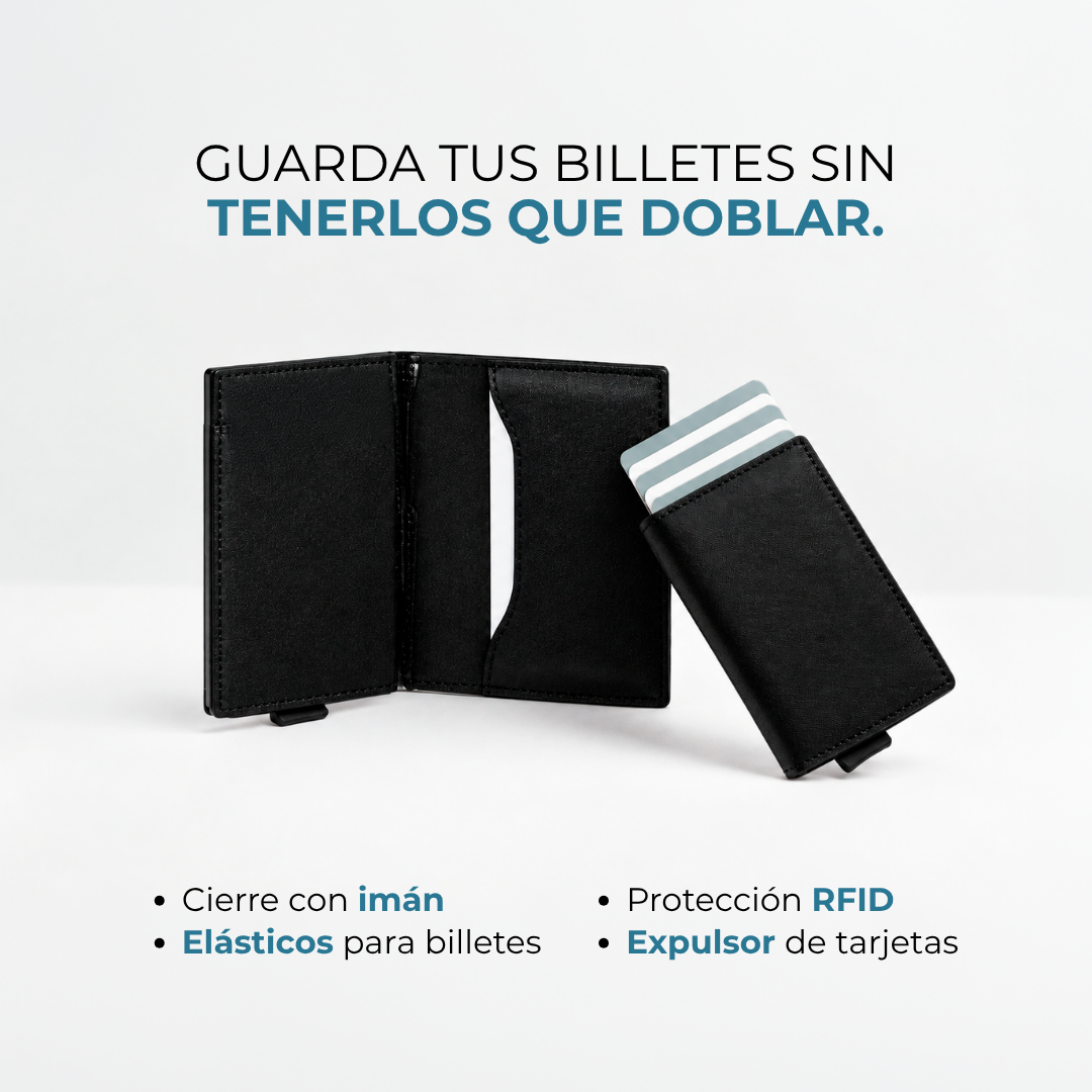 Cartera Venner Switch Wallet negra con protección RFID y elásticos para billetes #Color_Negro