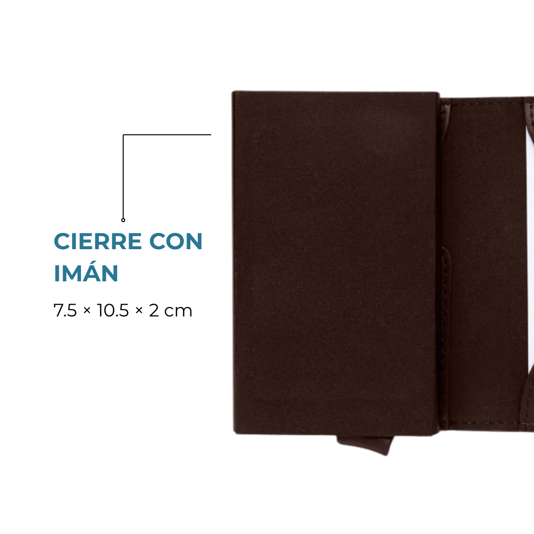Cartera Venner Switch Wallet café oscuro de 7.5 x 10.5 x 2 cm con cierre de imán #Color_Café Oscuro