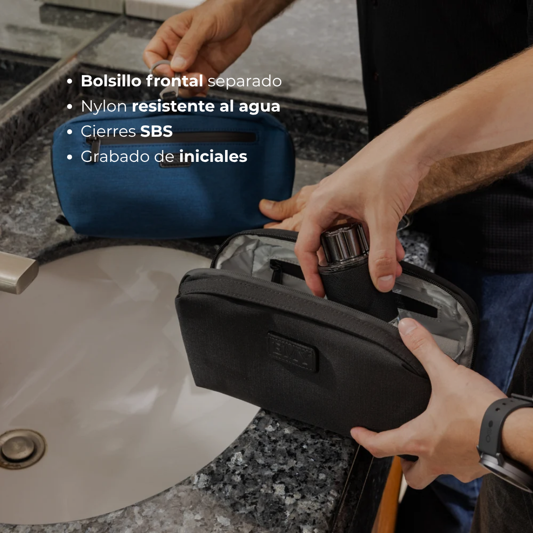 Bolsillo frontal separado y cierres SBS del neceser Venner negro #Color_Negro