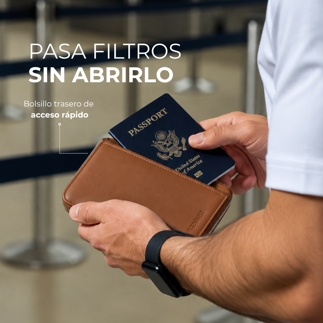 Bolsillo trasero de acceso rápido del porta pasaportes Venner camel #Color_Camel