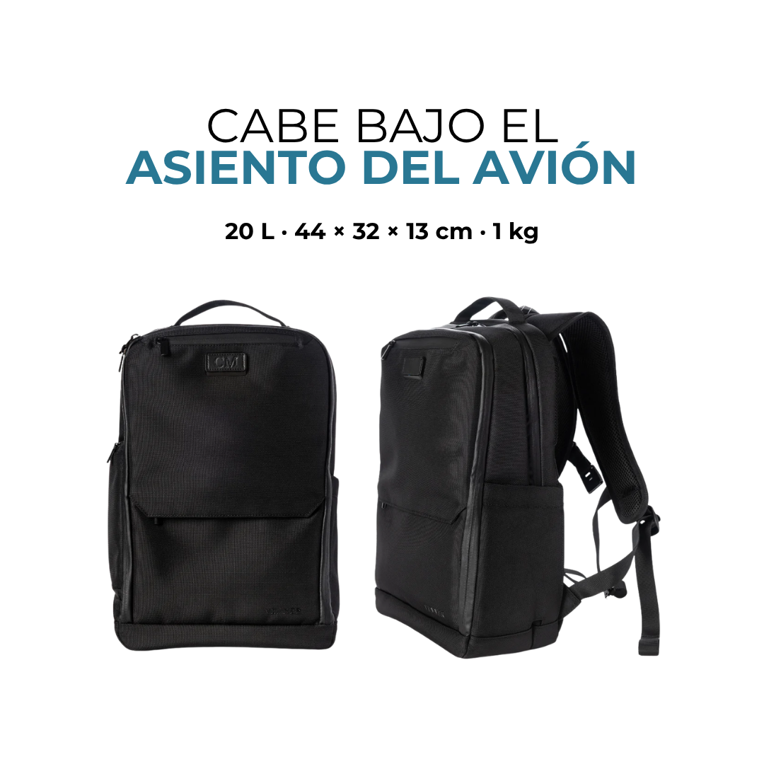 Mochila Venner negra de 20 litros que cabe bajo el asiento del avión #Color_Negro