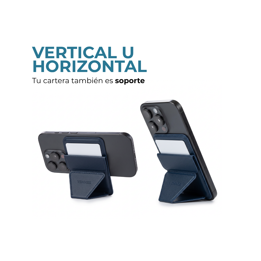 Cartera MagStand Venner azul marino que funciona como soporte vertical u horizontal #Color_Azul Marino