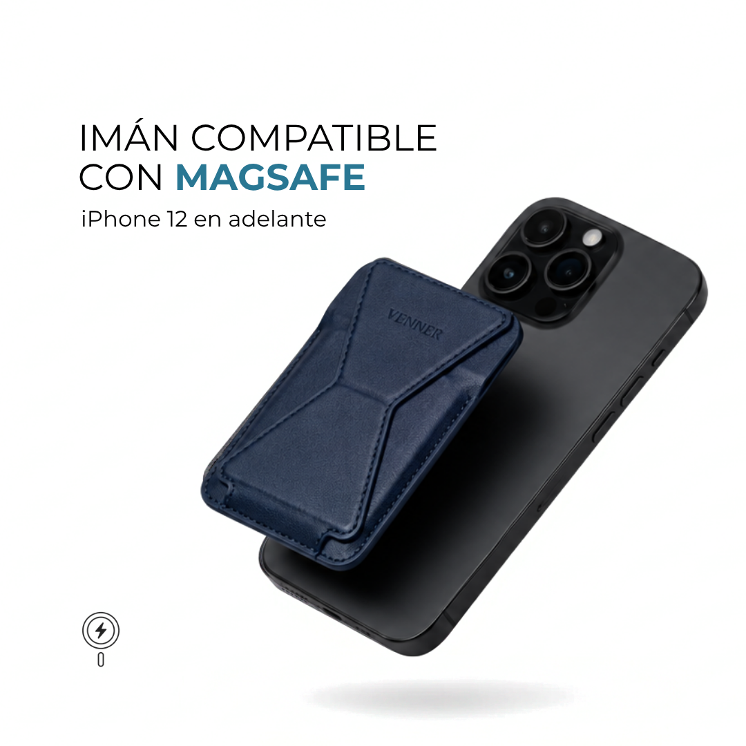 Cartera MagStand Venner azul marino con imán compatible con MagSafe desde iPhone 12 #Color_Azul Marino