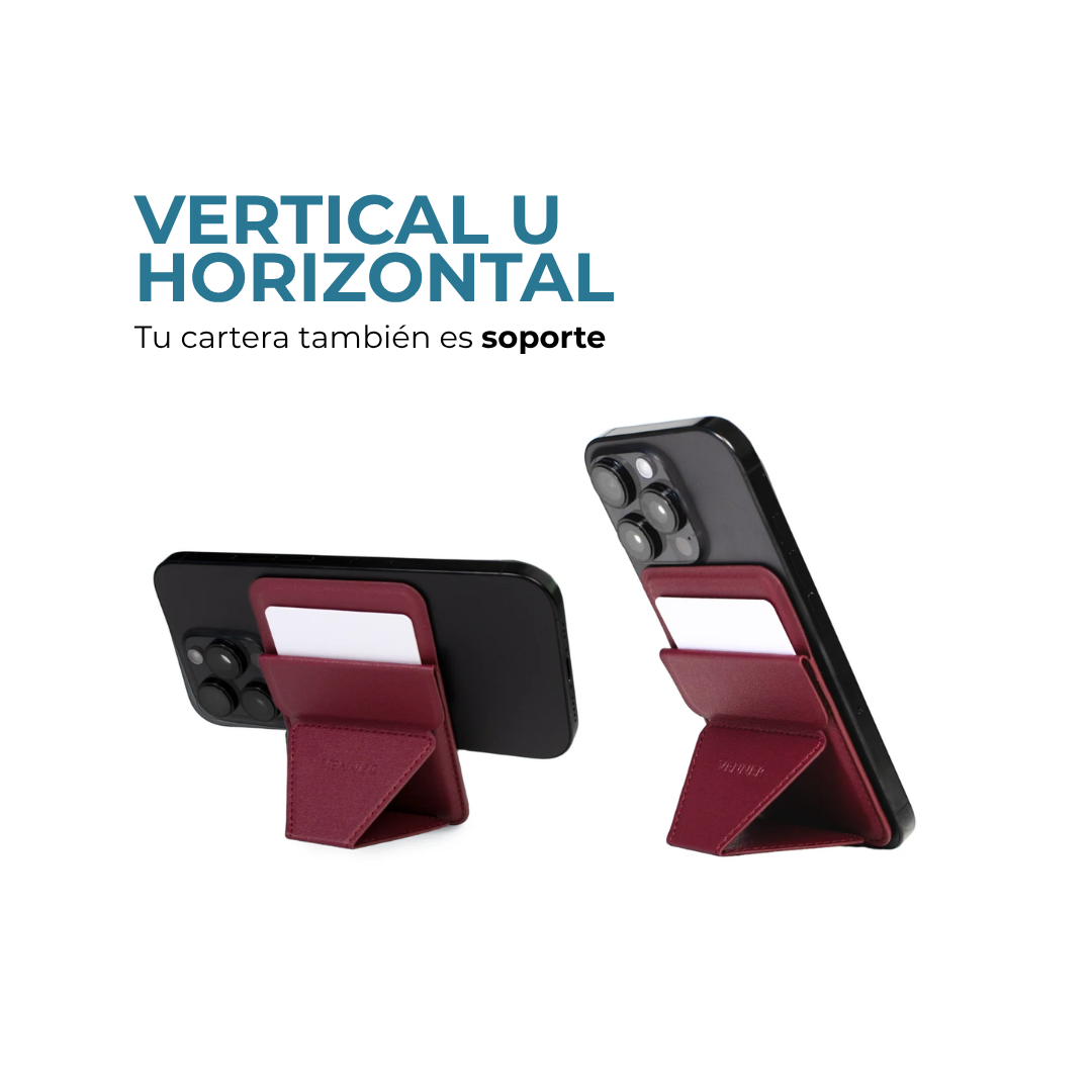 Cartera MagStand Venner burgandy que funciona como soporte vertical u horizontal #Color_Burgandy