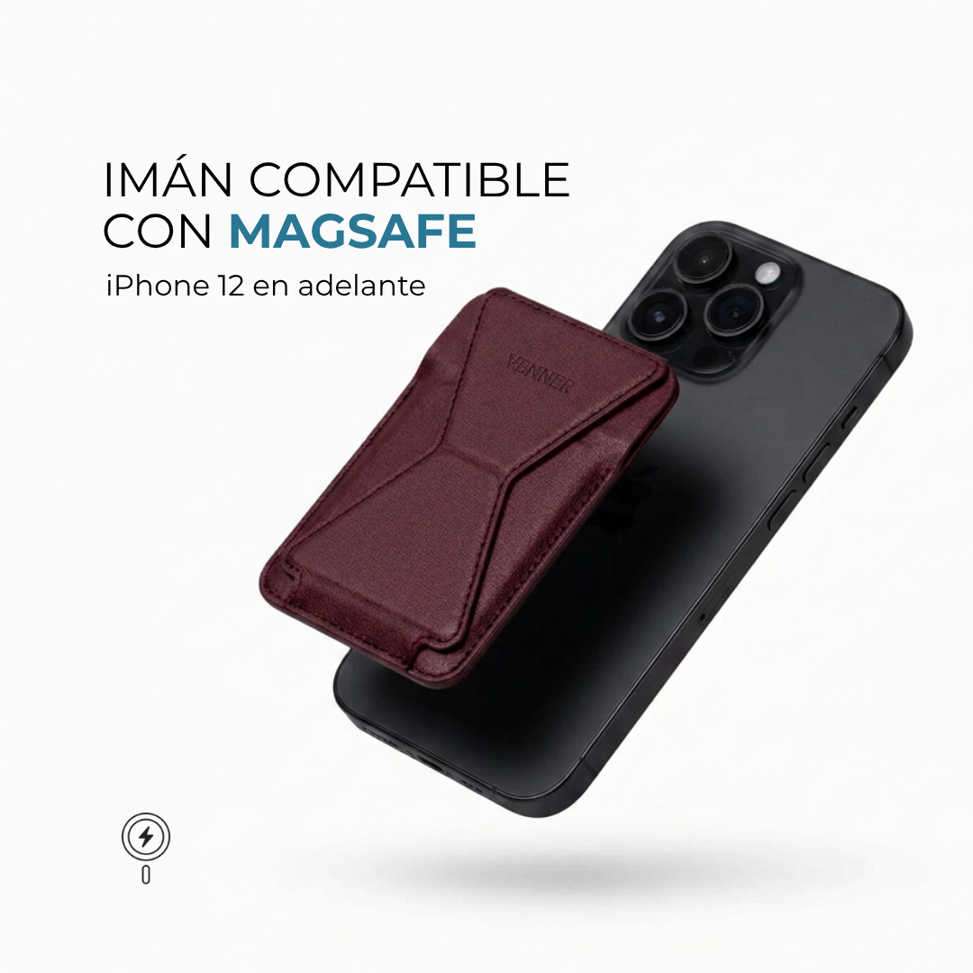 Cartera MagStand Venner burgandy con imán compatible con MagSafe desde iPhone 12 #Color_Burgandy