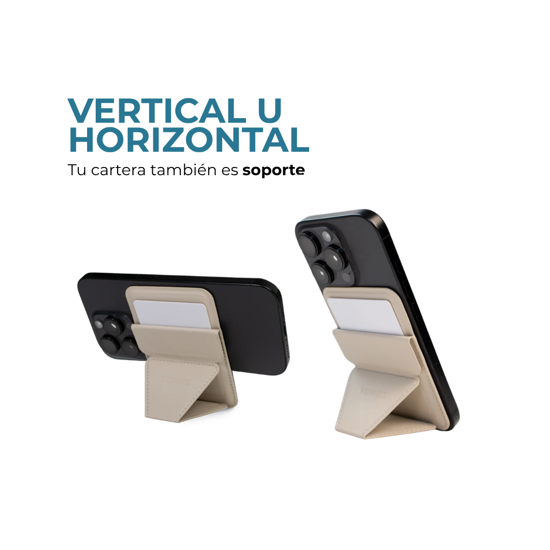 Cartera MagStand Venner dune white que funciona como soporte vertical u horizontal #Color_Dune White