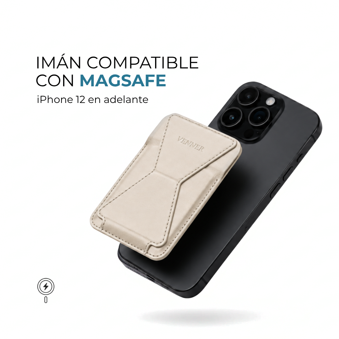 Cartera MagStand Venner dune white con imán compatible con MagSafe desde iPhone 12 #Color_Dune White