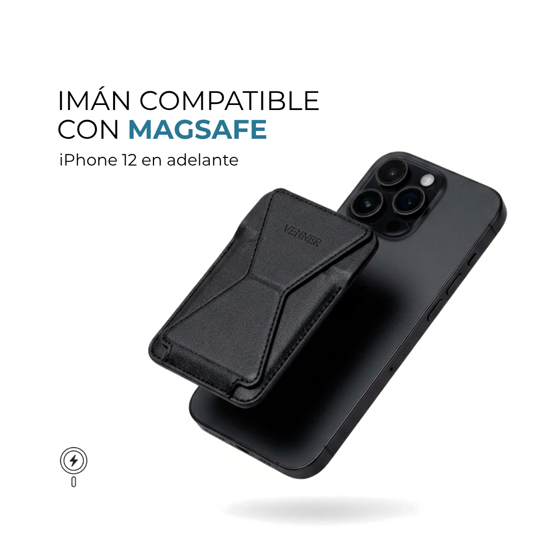 Cartera MagStand Venner negra con imán compatible con MagSafe desde iPhone 12 #Color_Negro