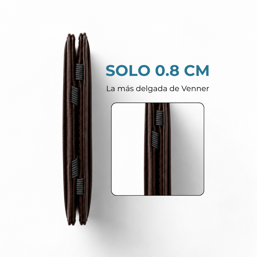 Cartera Venner café oscuro de solo 0.8 cm de grosor #Color_Café Oscuro