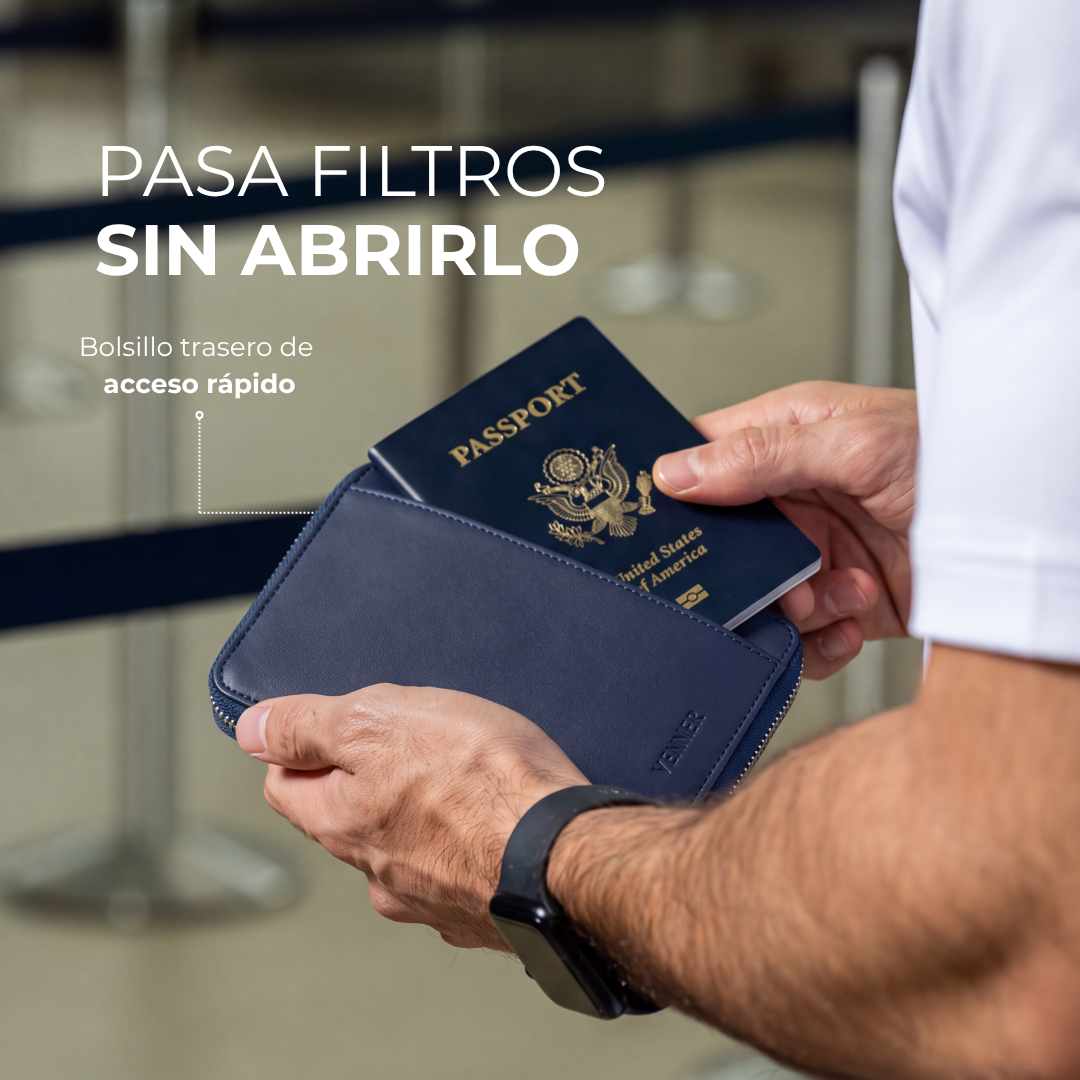 Bolsillo trasero de acceso rápido del porta pasaportes Venner navy blue #Color_Navy Blue