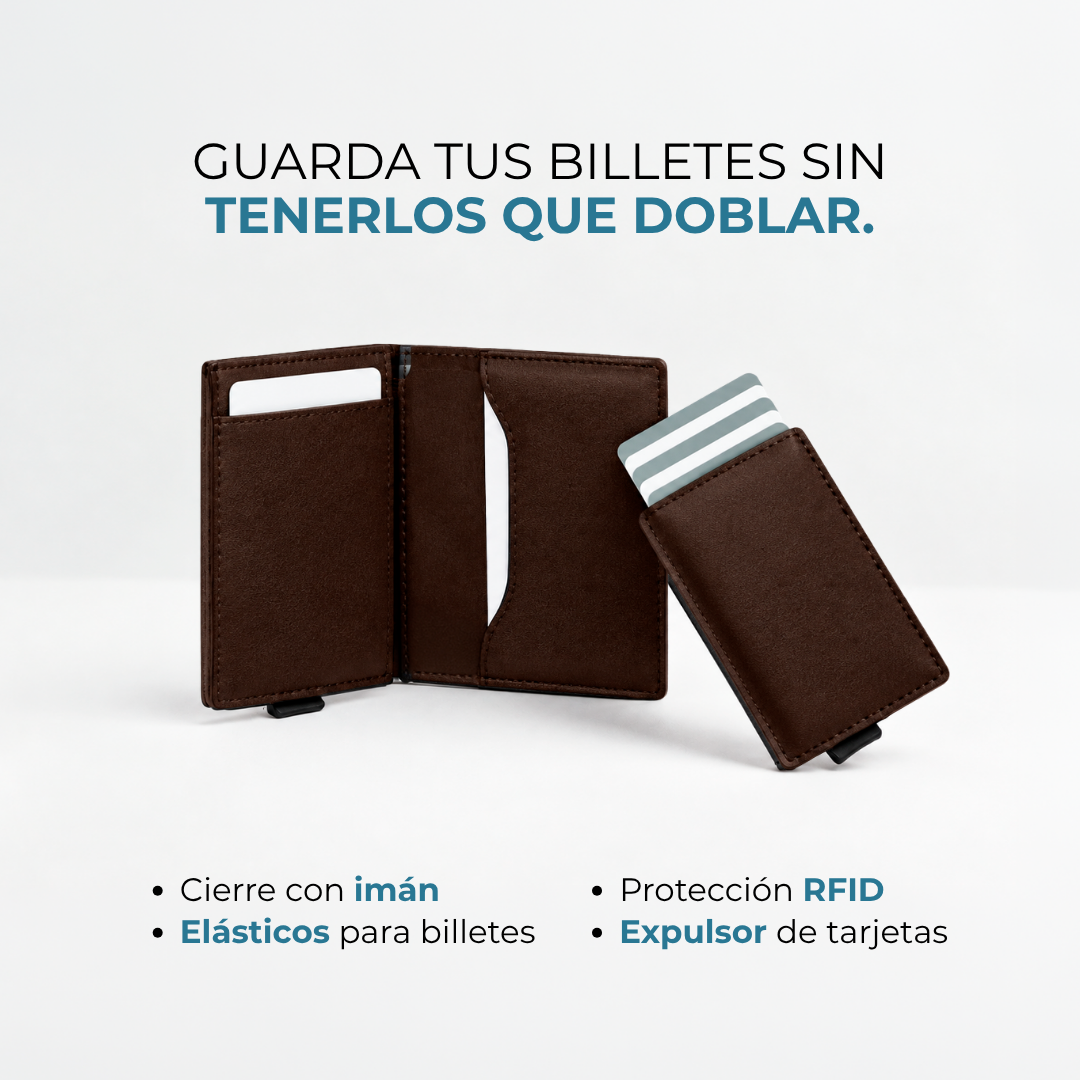 Cartera Venner Switch Wallet café oscuro con protección RFID y elásticos para billetes #Color_Café Oscuro