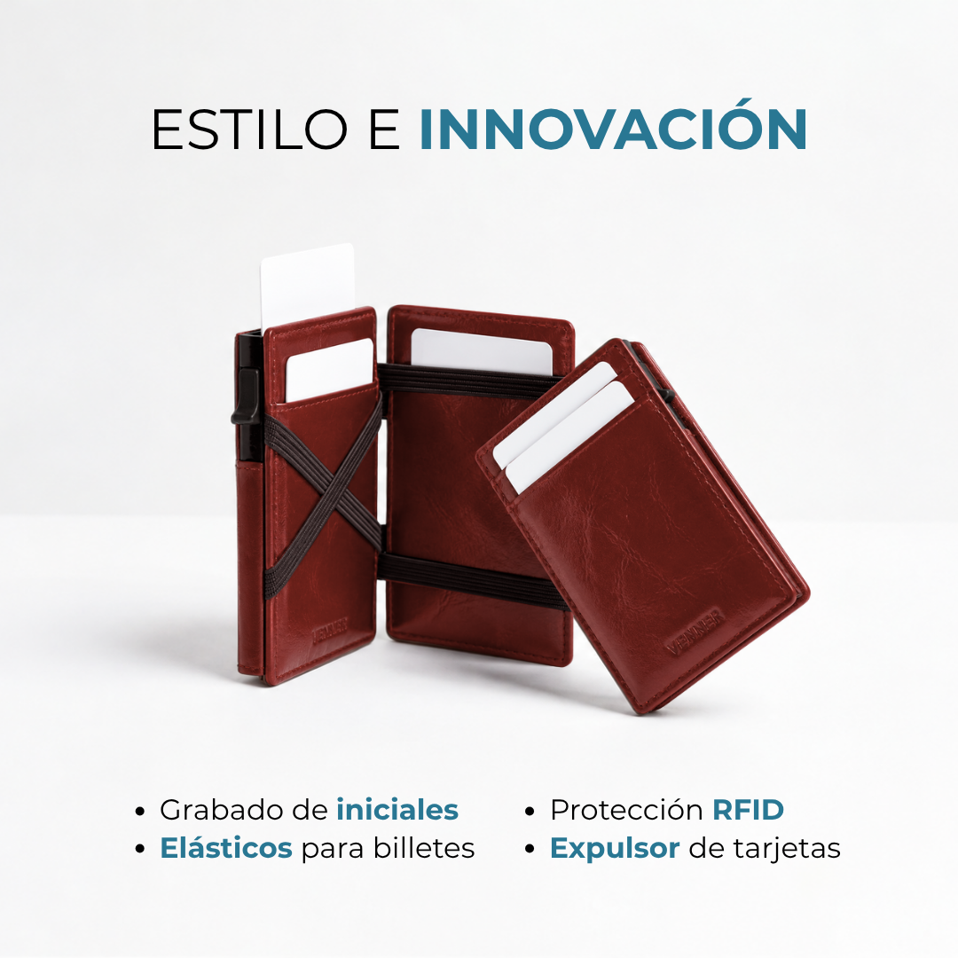 Cartera Venner deep red con protección RFID y grabado de iniciales #Color_Deep Red