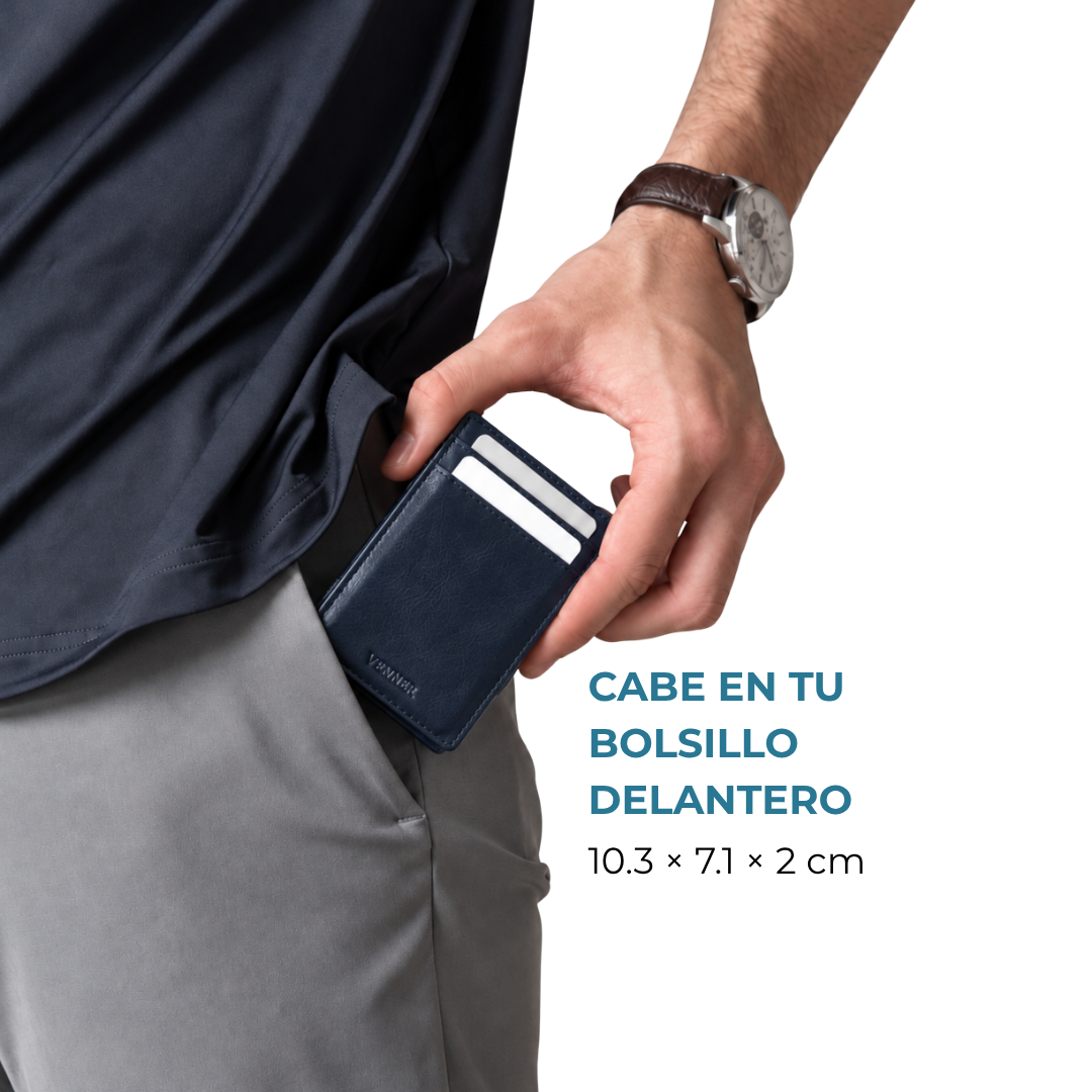 Cartera Venner navy blue de 10.3 x 7.1 x 2 cm en el bolsillo delantero #Color_Navy Blue