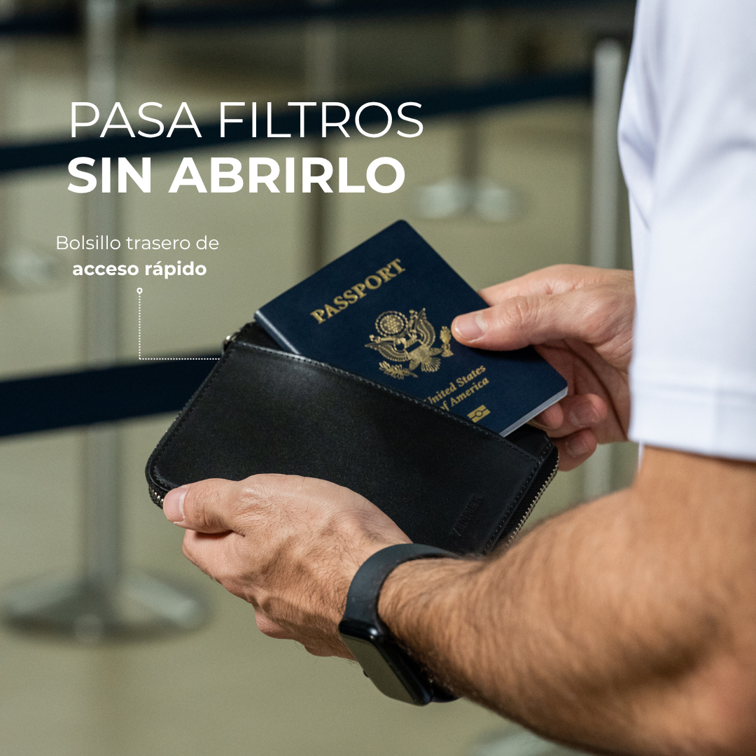 Bolsillo trasero de acceso rápido del porta pasaportes Venner negro #Color_Negro