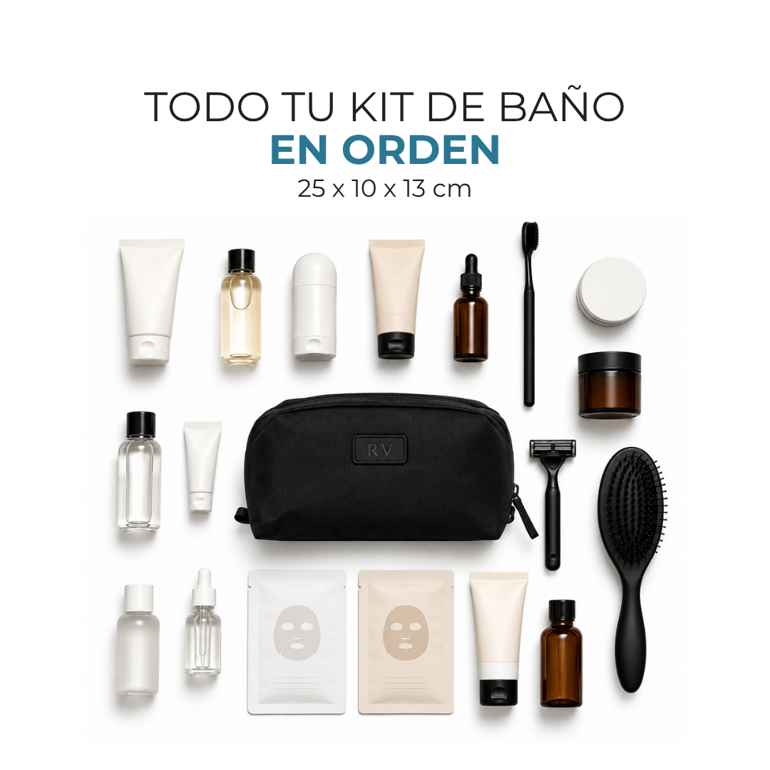 Neceser Venner negro de 25 x 10 x 13 cm con todo el kit de baño #Color_Negro